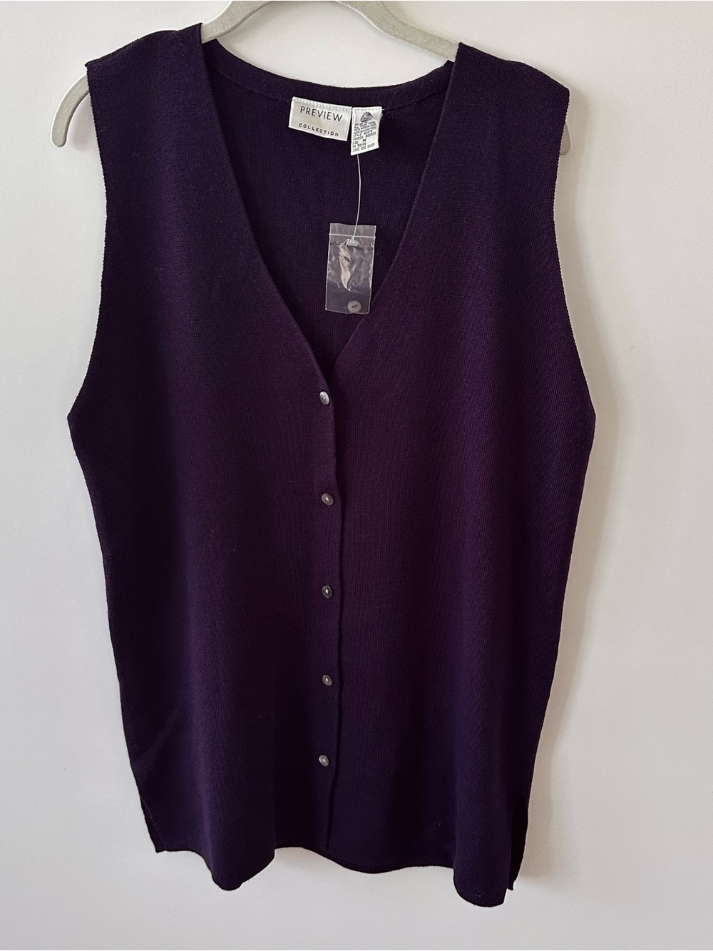 Vintage 1990s Preview Collection Oversized Minimalist V-Neck Vest Deep Plum